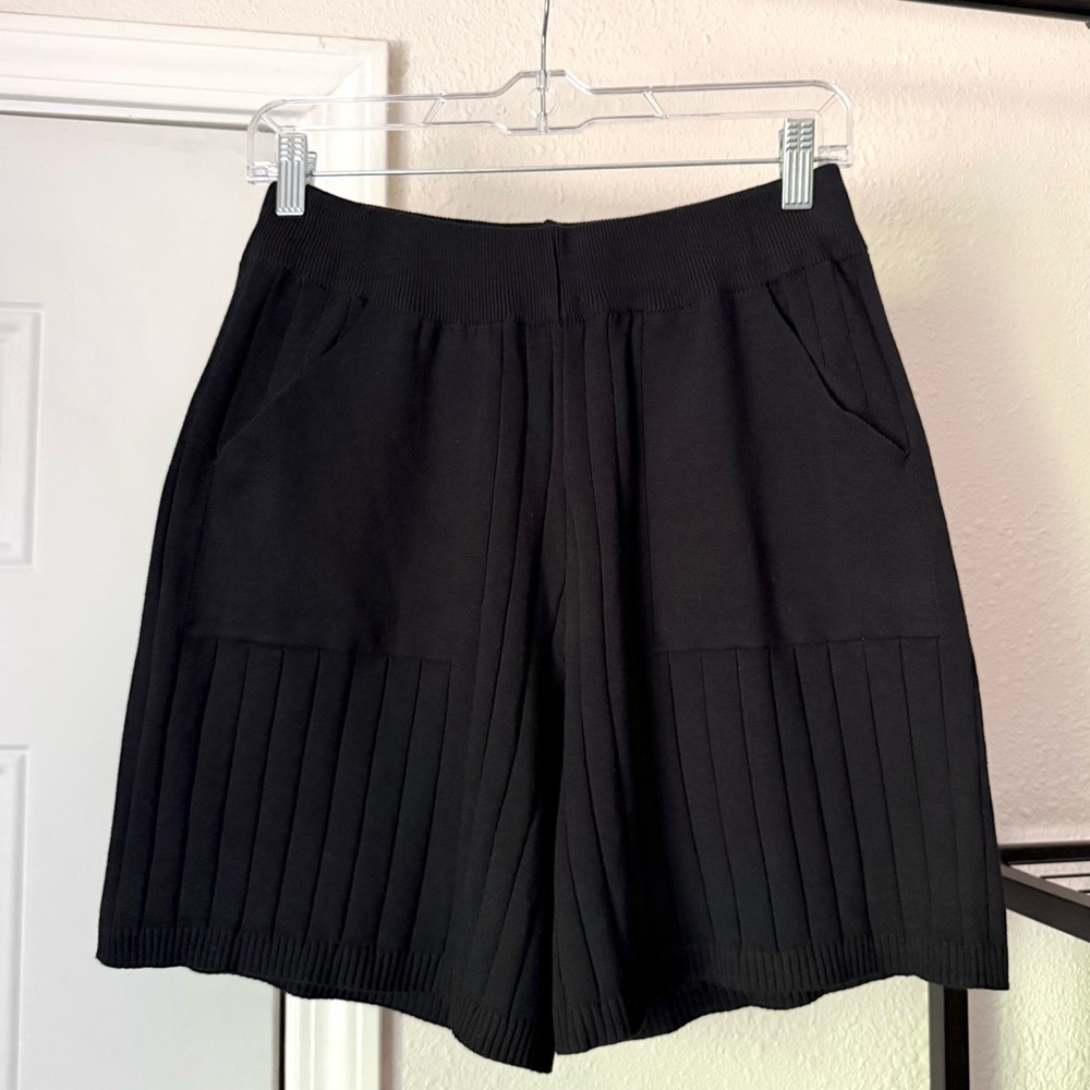 FIND ME‎ NOW black knit rib ribbed high rise elastic waist shorts